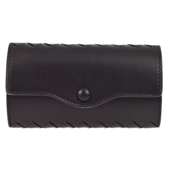 Bottega Veneta Leather Knotted Key Ring Black